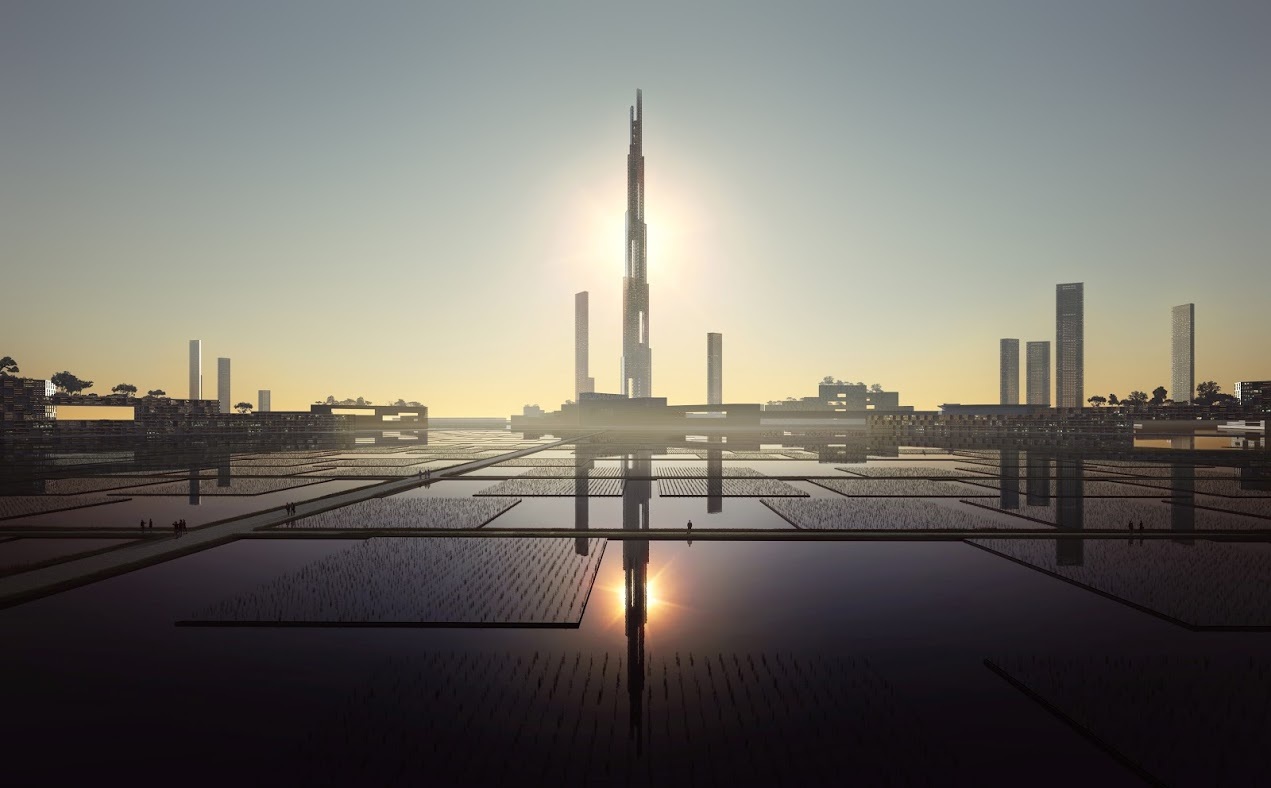 Building almost 2 kilometers high: Sky Mile Tower (Tokyo 2045)