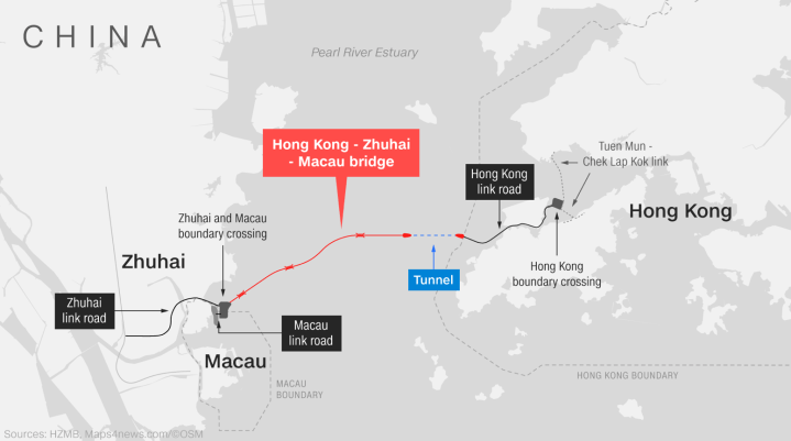 World's longest sea-crossing bridge opens between Hong Kong and China